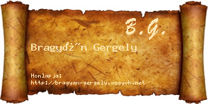 Bragyán Gergely névjegykártya